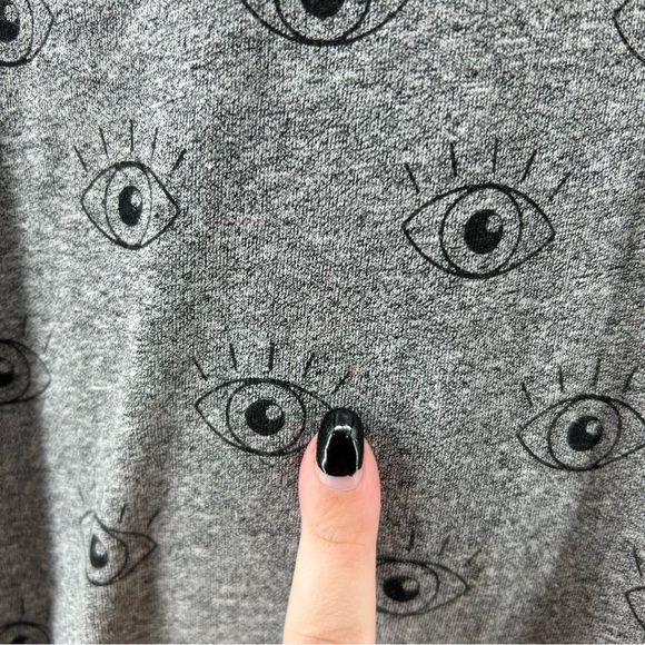 Anthropologie x Sol Angeles Heathered Gray All Eye Over Print Graphic Tee READ - Picture 4 of 10